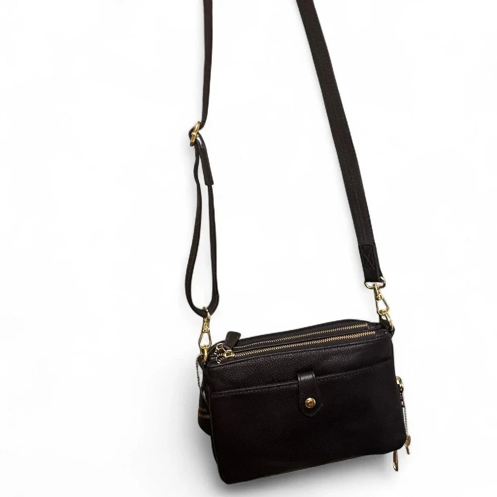 Roma Leathers Concealed Carry Crossbody Bag Black Leather CCW Purse